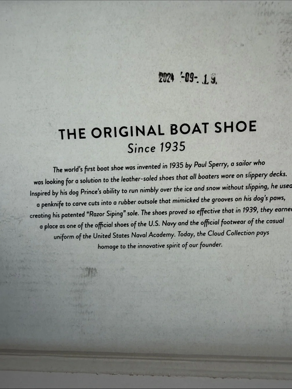 Sperry Beige Canvas Boat Shoe with Navy Stripe